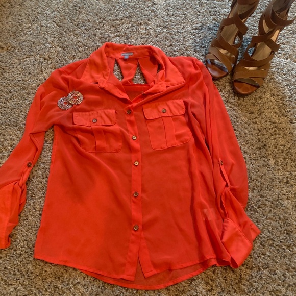 Chiffon orange colored blouse - Picture 2 of 5